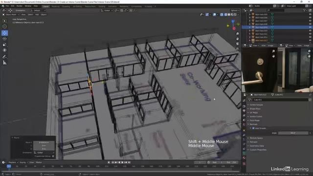 2. Modeling the Rooms - 17. Placing doors and organizing the scene