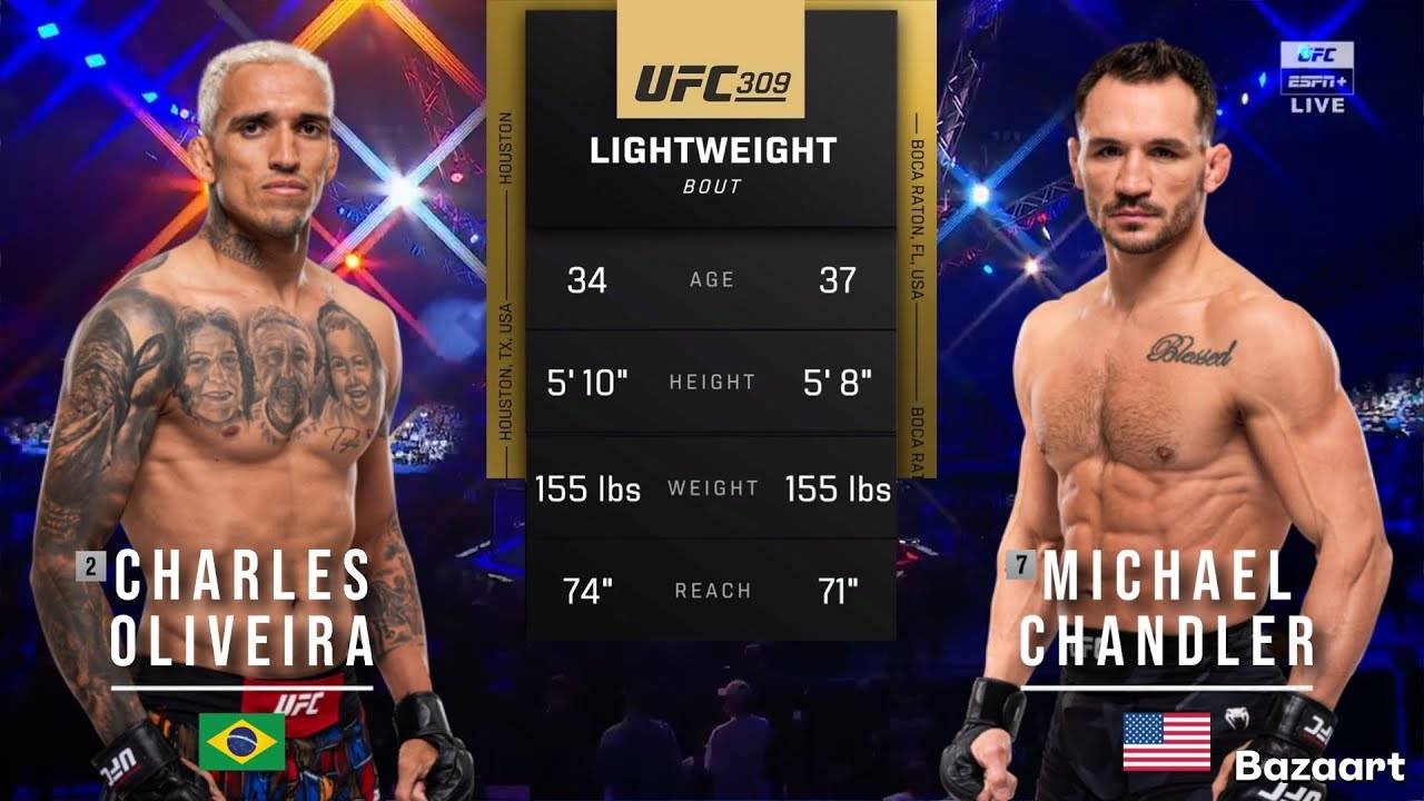 ЧАРЛЬЗ ОЛИВЕЙРА ПРОТИВ МАЙКЛ ЧАНДЛЕРА 2 ПОЛНЫЙ БОЙ UFC 309