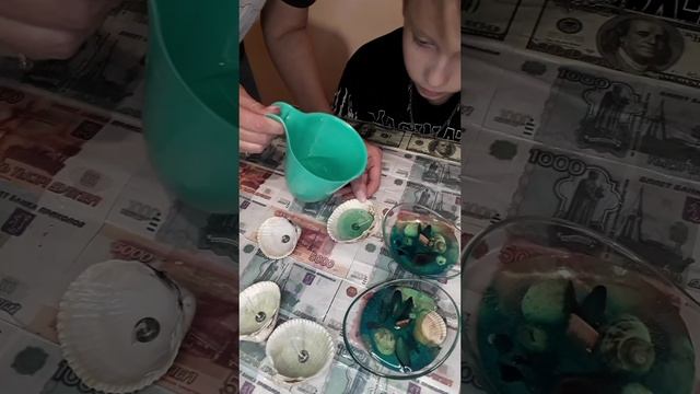 мини свечи в ракушках