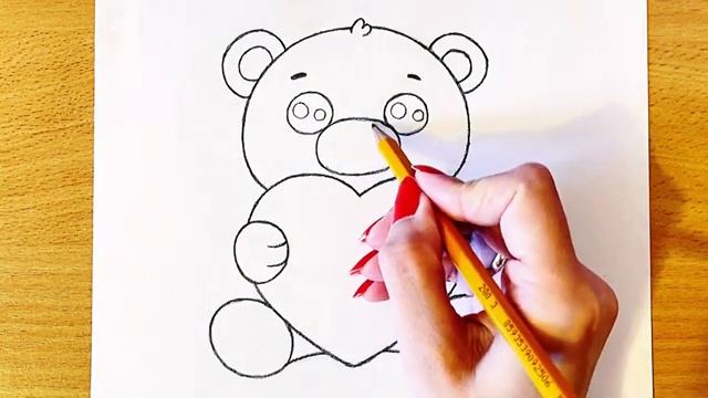Как нарисовать МИЛОГО МИШКУ С СЕРДЕЧКОМ ЛЕГКО _ Рисунки Карандашом _ Как Нарисовать Мишку