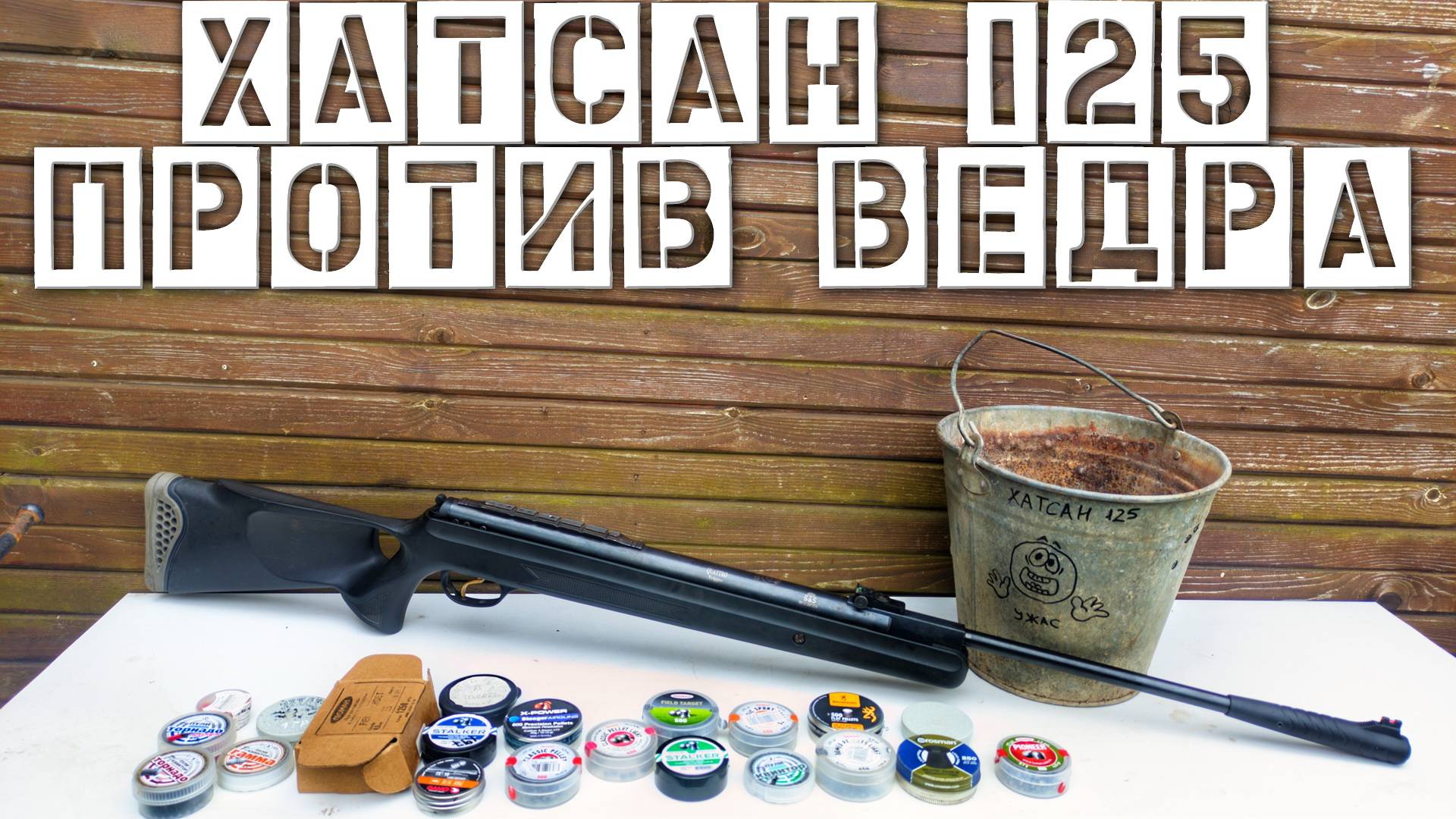 21 вид пуль и ХАТСАН 125 с газовой пружиной ПРОТИВ ВЕДРА