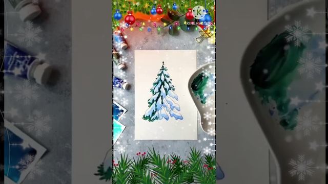 Shorts Рисуем 🎨 елечку 🎄 Зимнее Новогоднее настроение 🎅 ❄️