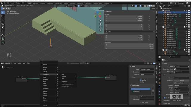 10 - Modeling the External Area - 3 -Duplicating with Geometry Nodes