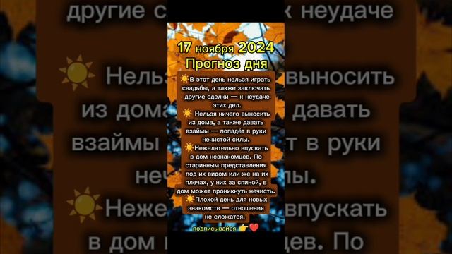 Прогноз дня на 17 ноября 2024