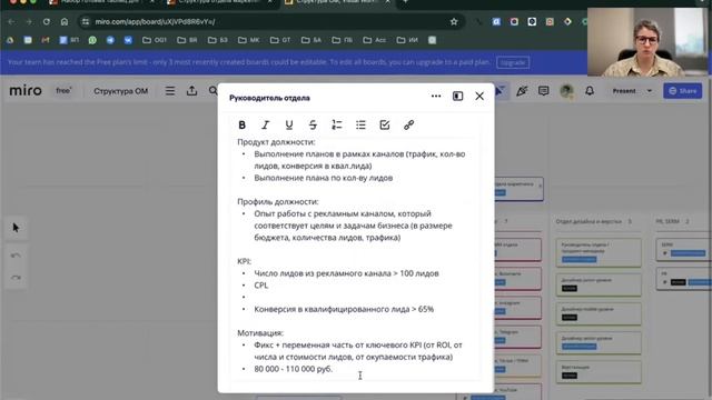 Набор готовых таблиц по управлению ОМ. Структура отдела маркетинга