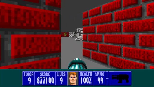 Wolfenstein 3D (DOS) - Escape From Castle Wolfenstein - E1M9 - 100% (I am Death incarnate)