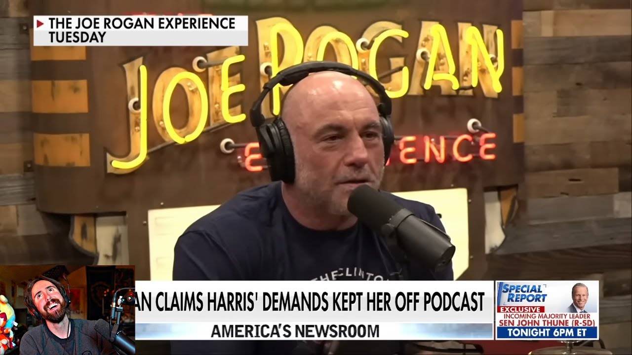 RU Joe Rogan reveals what Kamala Harris didnt want to talk about on podcast | Asmongold Reacts