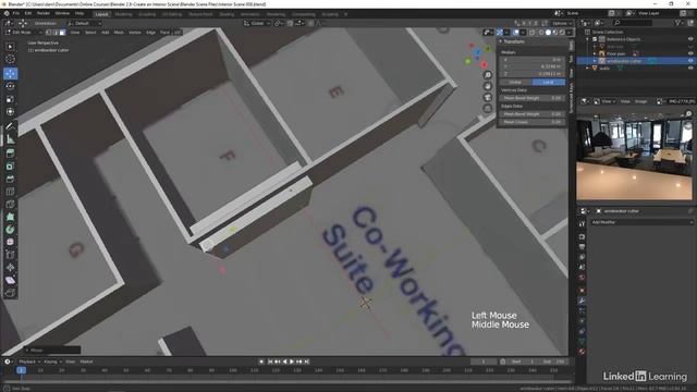2. Modeling the Rooms - 5. Using the Boolean modifier