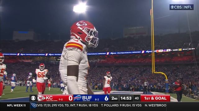 Xavier Worthy's pylon-reach TD brings Chiefs into a tie with Bills