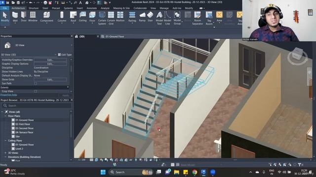 46. Placing Staircase For Hostel Building - Staircase Completed -Dog Legged
