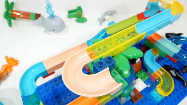 Увлекательные американские горки Building Block ☆ Конструктор ЛЕГО Marble Run ASMR! ЛЕГО игра - киты