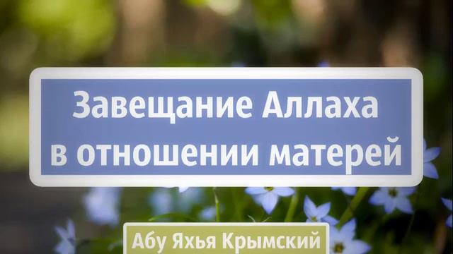 Завещание Аллаха в отношении матерей