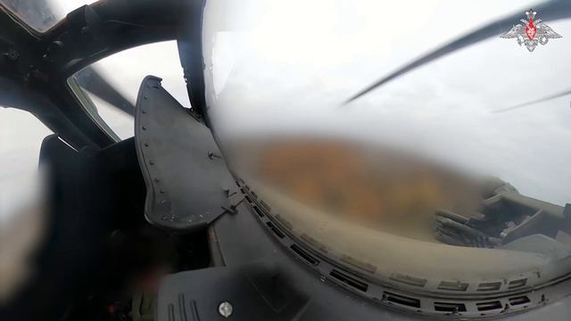 Боевая работа экипажа вертолета Ми-28 в приграничном районе Курской области
