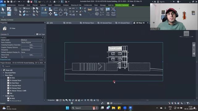68. Rendered View of Complete G+2 Hostel Building (Видеоуроки на английском языке)