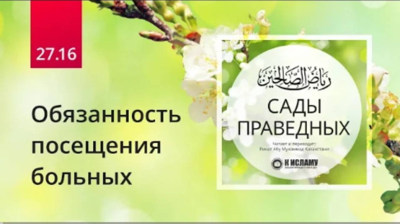 27.16 Обязанность посещения больных. Хадис 238 (часть2)  Сады праведных. Ринат Абу Мухаммад