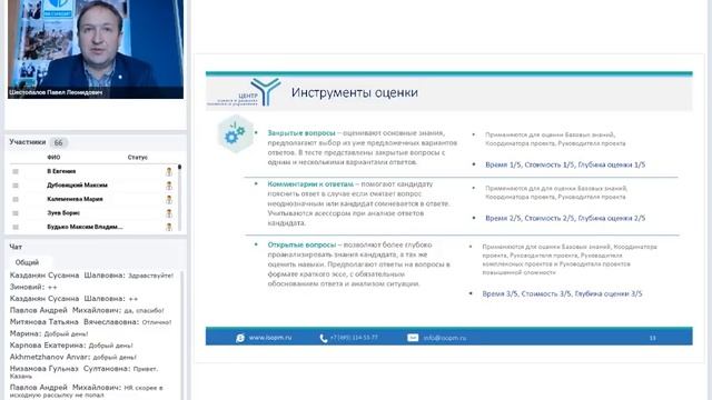 Оценка проектного персонала. Делимся идеями. Вебинар