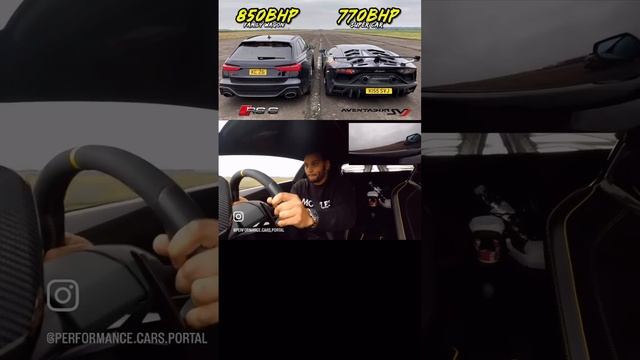 Rs6 c8 vs Lamborghini drag race