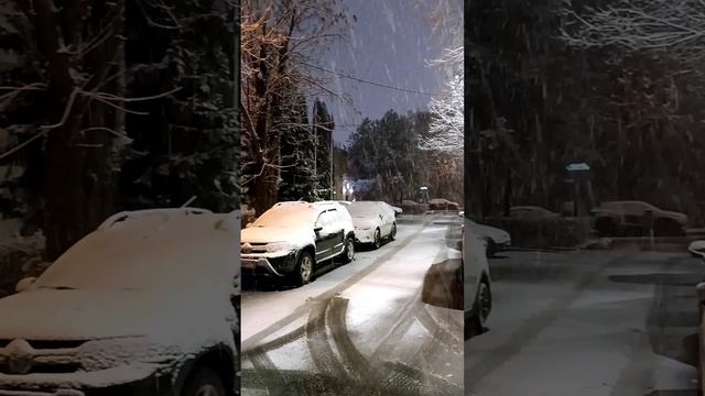 Идет снег. Управа Хорошёвского района. Москва 04.11.2024 (03:54) (м. Полежаевская).