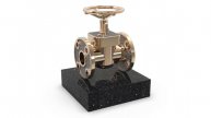 Масштабная копия задвижки из латуни на натуральном природном граните