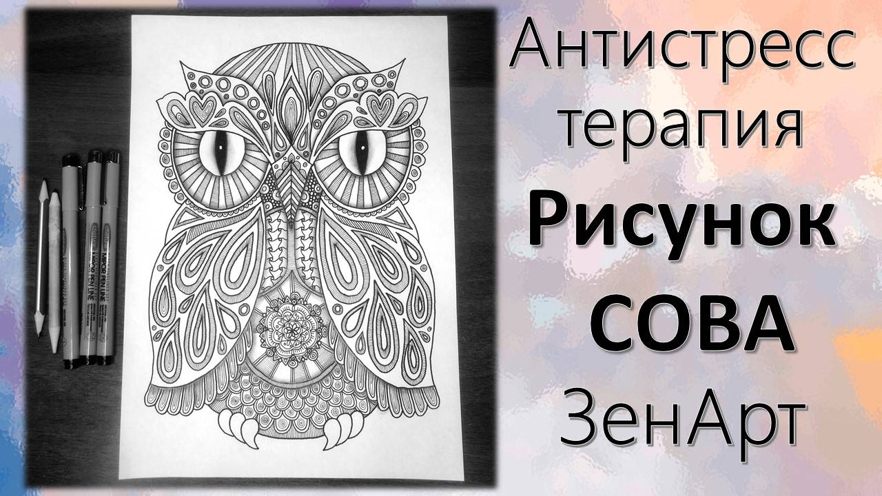 Рисунок сова ЗенАрт