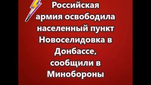 Российская армия освободила населенный пункт Новоселидовка в Донбассе