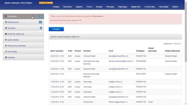 3.  Call-центр:  Обработка входящих запросов