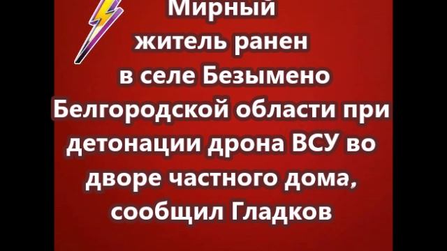 Мирный житель ранен в селе Безымено Белгородской области при детонации дрона ВСУ во дворе частного д