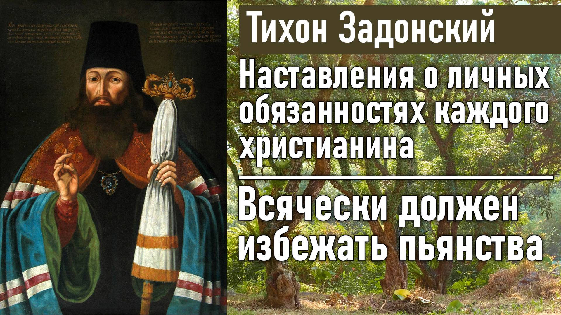 Всячески должен избежать пьянства / Тихон Задонский - наставления о личных обязанностях христианина