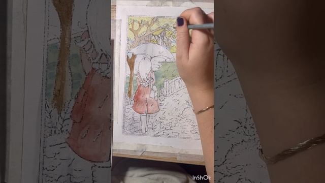 Раскрашиваю раскраску акварелью часть 1