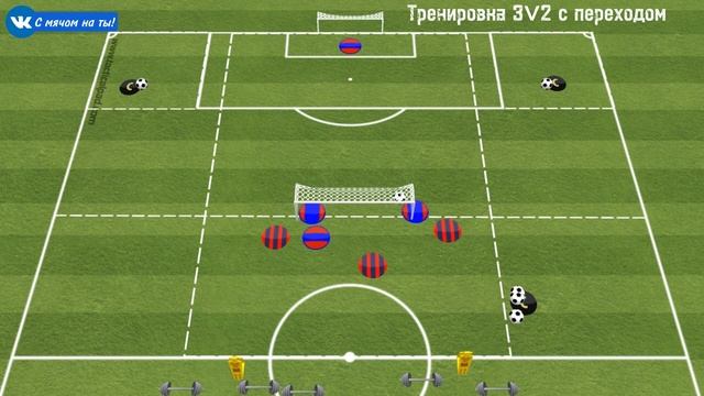 Тренировка 3v2 с переходом