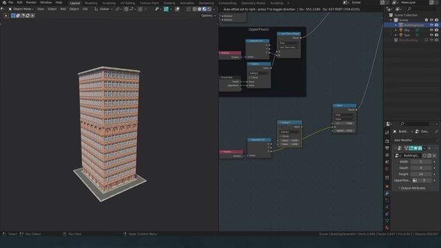 Blender procedural buildings with geometry nodes fields pt. 4