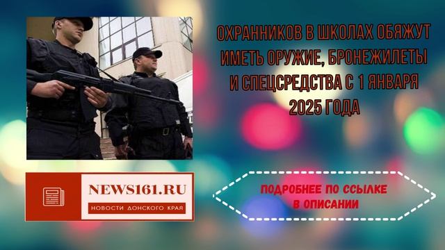 Охранников в школах обяжут иметь оружие, бронежилеты и спецсредства с 1 января 2025 года