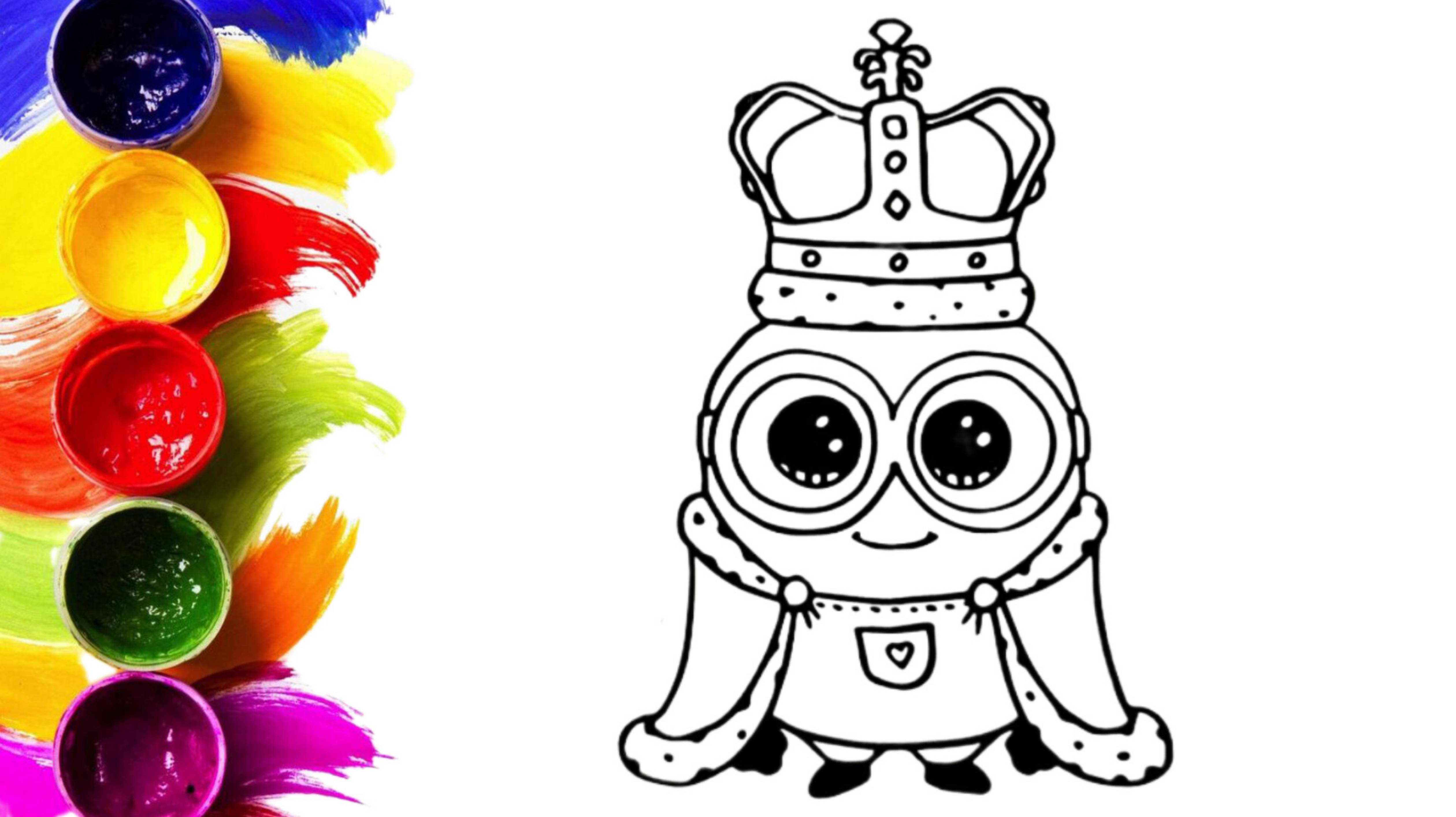 Как нарисовать Миньона Короля раскраска для детей