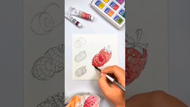 как нарисовать малину #малина # рисование # ягоды