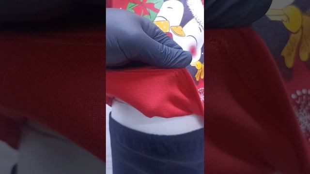 Новогодняя пижама 753 красный и чёрный пингвин.