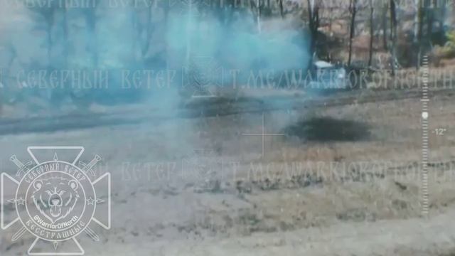 💥Кадры уничтожения артиллерией группировки"Север"двух замаскированных пикапов ВСУ в Харьковской обл