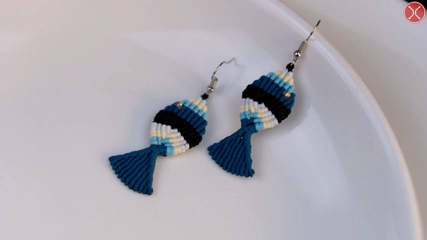 Macrame tutorial： How to Make Macrame fish 🐟🐟🐟 Earrings (Beginner-Friendly) - step by step