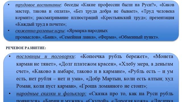 Этнокультурный подход в дошкольном учреждении в вопросах формирования основ финансовой грамотности