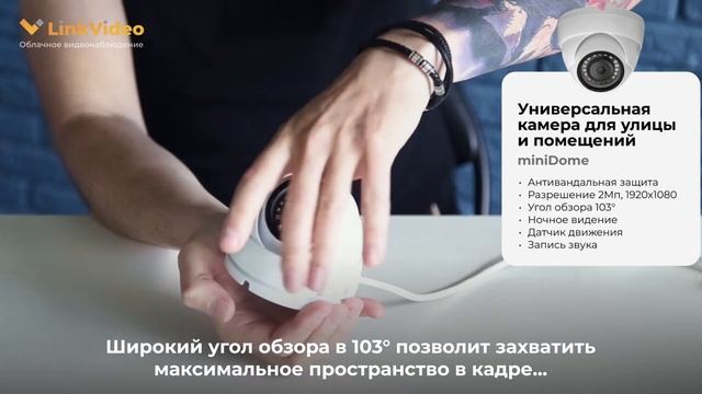 Купольная IP-камера LinkVideo для улицы и помещений. Антивандальная защита, металлический корпус