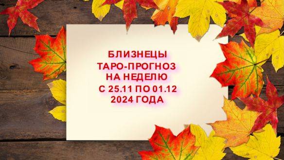 БЛИЗНЕЦЫ ТАРО-ПРОГНОЗ НА НЕДЕЛЮ С 25 НОЯБРЯ 01 ДЕКАБРЯ 2024 ГОДА
