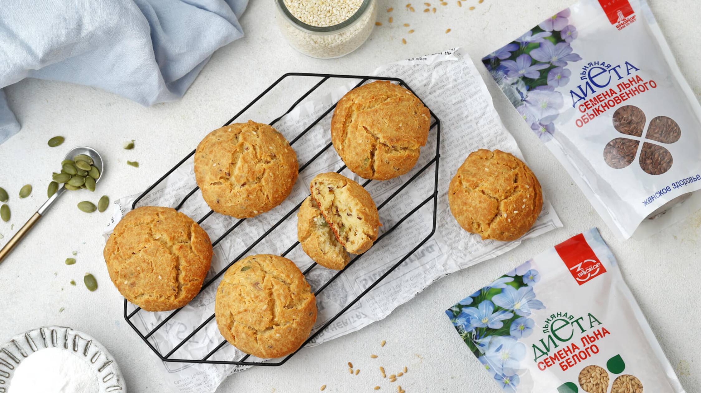 Безглютеновые булочки с семенами льна
