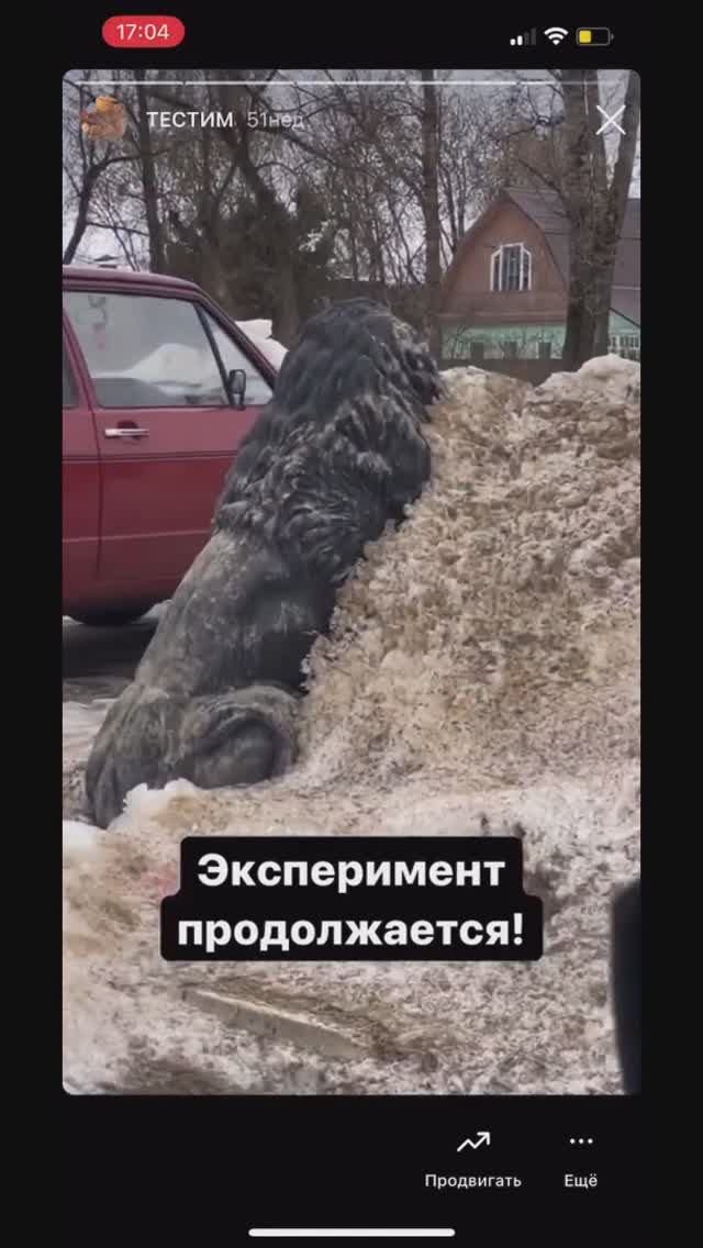 Краш тест скульптуры под льдом и снегом