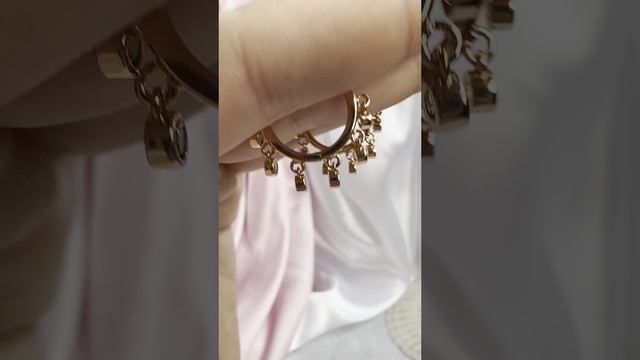 Позолоченные серьги-кольца с круглыми подвесками-цирконами, Xuping Jewelry
