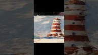 Маяк мастихином. Живописная картина. Миниатюра.