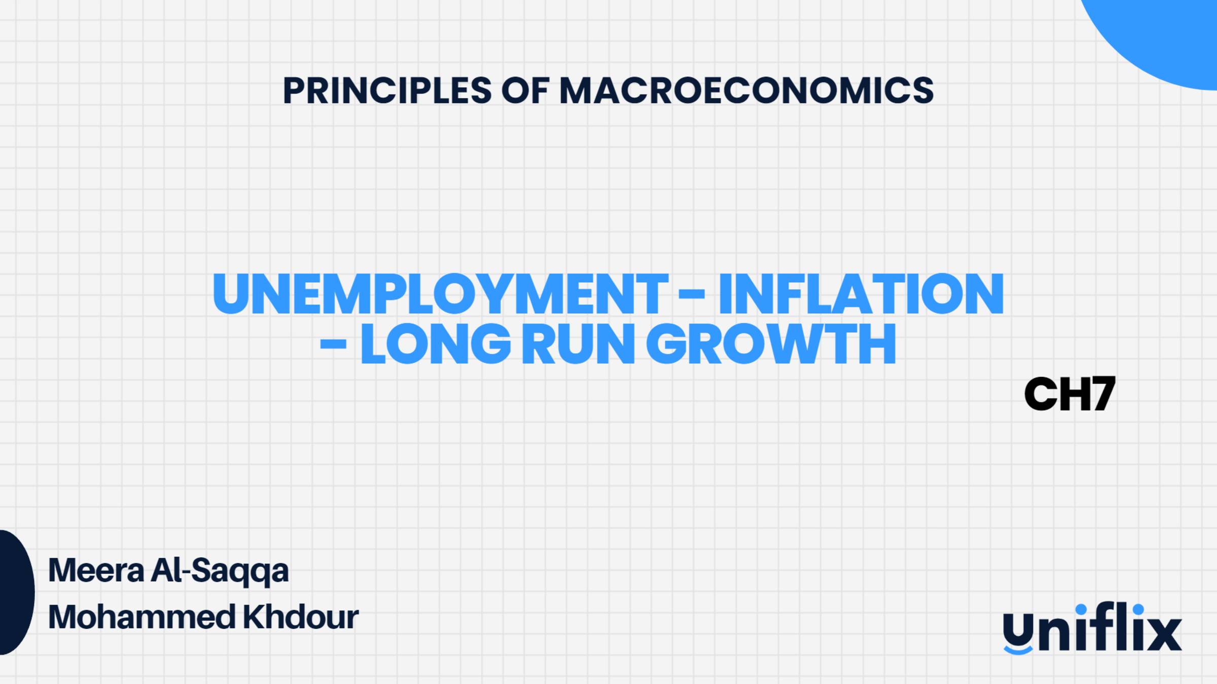 Unemployment - Inflation - Long Run Growth