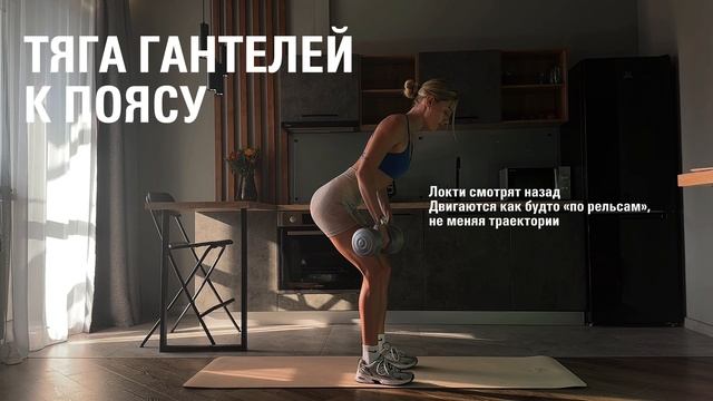 Тяга гантелей к поясу. Техника выполнения упражнения.