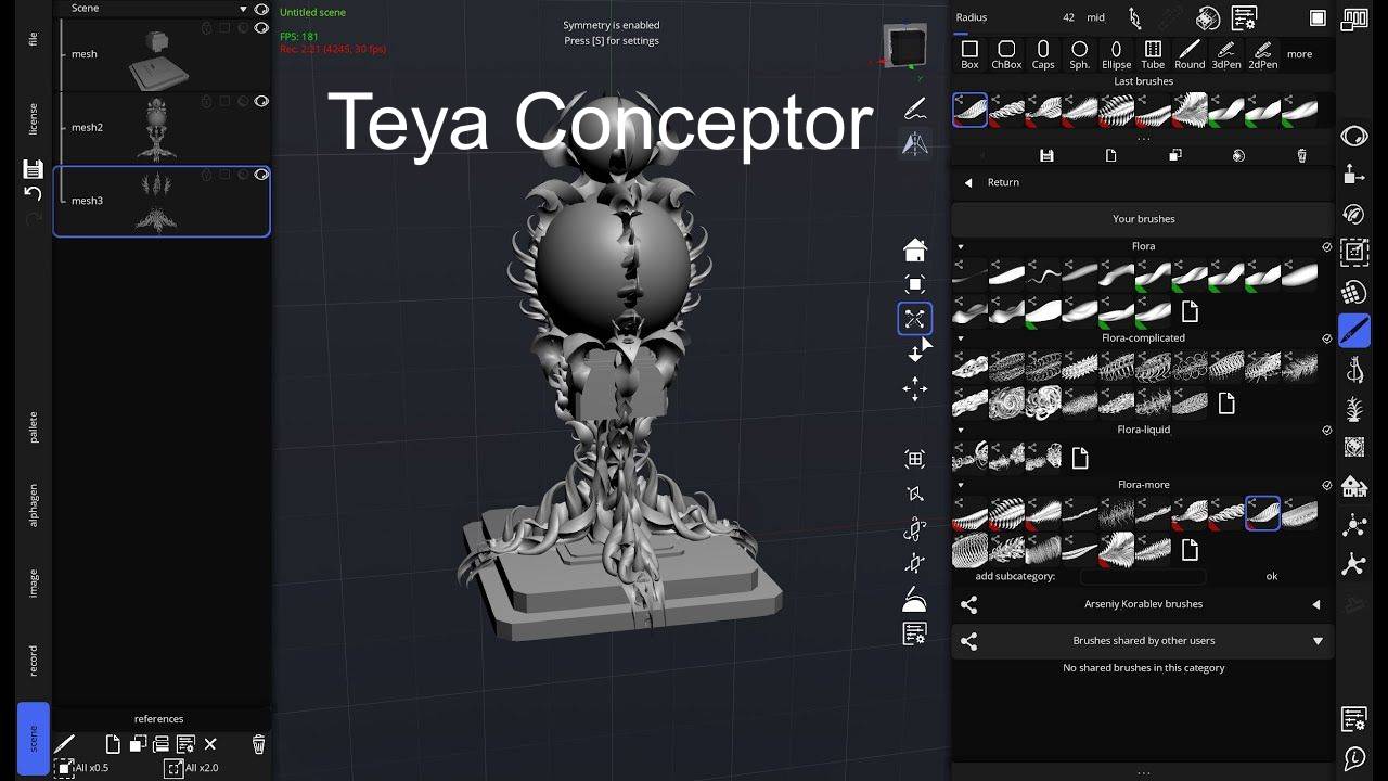 Создание флористической статуи в Teya Conceptor