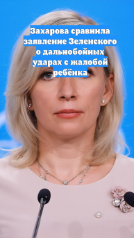 Захарова сравнила заявление Зеленского о дальнобойных ударах с жалобой ребёнка