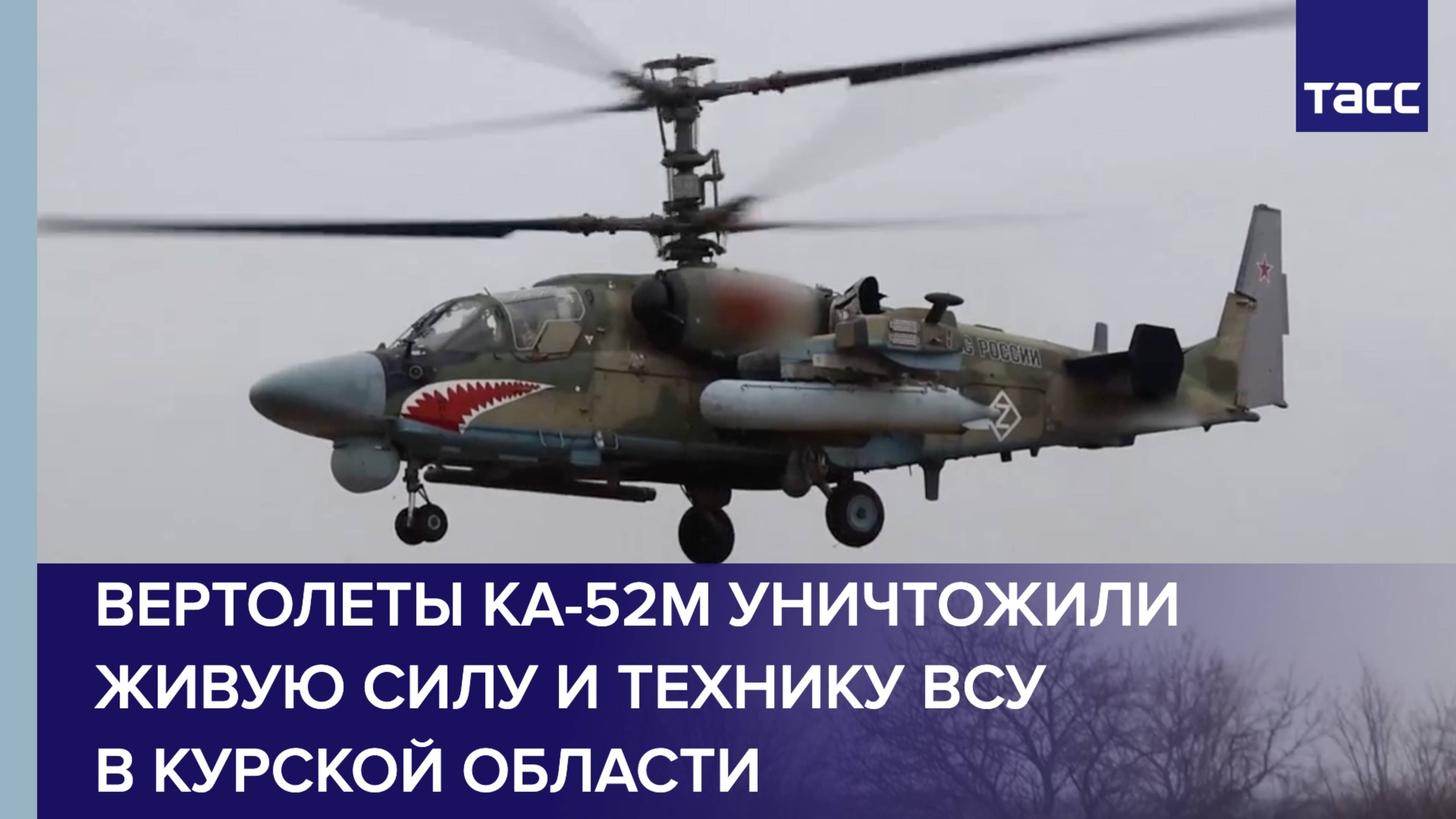 Вертолеты Ка-52М уничтожили живую силу и технику ВСУ в Курской области