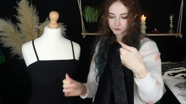 [VisualSounds1 ASMR] Helping you Style a Little Black Dress (Fabric Sounds, Measuring, Whispering)